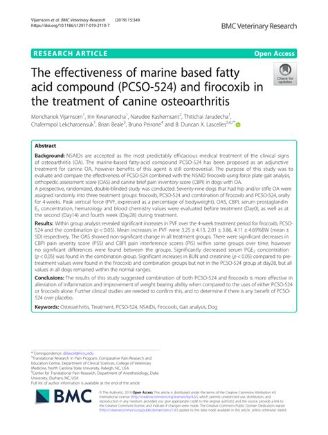 The effectiveness of marine based fatty acid compound (PCSO .